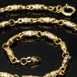 Trendige Bicolor Goldkette / Halskette aus 14K / 585 Gold (Gelbgold und Weißgold) in filigranem Greco-Design (ca. 60cm Länge und 4,5mm Breite