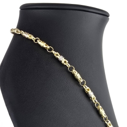 Trendige Bicolor Goldkette / Halskette aus 14K / 585 Gold (Gelbgold und Weißgold) in filigranem Greco-Design (ca. 60cm Länge und 4,5mm Breite