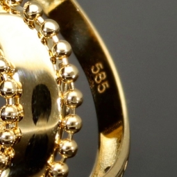 Statement-Ring dür Damen mit einem großen, funkelnden Herz aus Gold (585 14K Gelbgold) in RG ca. 57