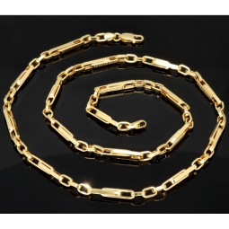 Exquisite Goldkette / Ankerkette mit feinem Greco-Design aus 585er Gelbgold (14k), ca. 60cm Länge, ca. 4mm Breite - Hochwertig verarbeitet