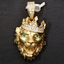 Löwenkopf-Anhänger aus hochwertigem 14k Gelbgold (585) mit Zirkoniabesatz – (ca. 4,6 g)