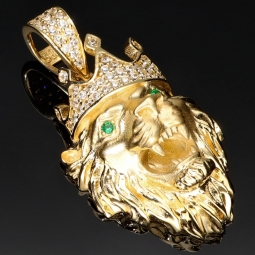 Löwenkopf-Anhänger aus hochwertigem 14k Gelbgold (585) mit Zirkoniabesatz – (ca. 4,6 g)