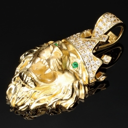 Löwenkopf-Anhänger aus hochwertigem 14k Gelbgold (585) mit Zirkoniabesatz – (ca. 4,6 g)