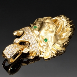 Löwenkopf-Anhänger aus hochwertigem 14k Gelbgold (585) mit Zirkoniabesatz – (ca. 4,6 g)