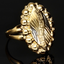 Bicolor Ring aus 585 / 14K Gold im Greco-Design mit filigranen Details (Gelbgold und Weißgold) in Ringgröße ca. 59