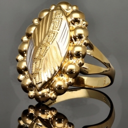 Bicolor Ring aus 585 / 14K Gold im Greco-Design mit filigranen Details (Gelbgold und Weißgold) in Ringgröße ca. 59