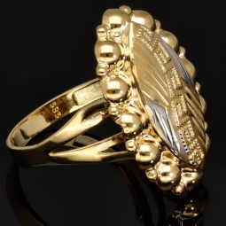 Bicolor Ring aus 585 / 14K Gold im Greco-Design mit filigranen Details (Gelbgold und Weißgold) in Ringgröße ca. 59