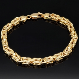 Nobles Königsarmband aus funkelndem Gold (14K 585 Gelbgold), ca. 5mm breit, ca. 19cm lang