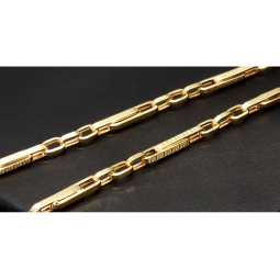 Edle Goldkette / Ankerkette mit filigranem Greco-Design aus 14K 585 Gold (Gelbgold), ca. 65cm Länge, ca. 4mm Breite - Hochwertig verarbeitet