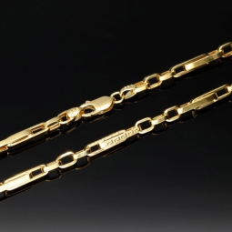 Edle Goldkette / Ankerkette mit filigranem Greco-Design aus 14K 585 Gold (Gelbgold), ca. 65cm Länge, ca. 4mm Breite - Hochwertig verarbeitet
