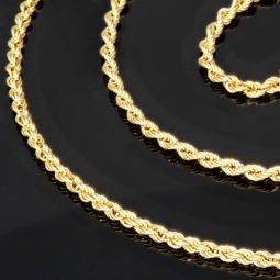 Schöne Kordelkette in ca. 50 cm Länge aus funkelndem 585er Gold 14k  ca. 3mm Breite