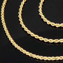 Kordelkette in klassischem Design in ca. 60 cm Länge aus funkelndem 585er Gold 14k  ca. 3mm Breite