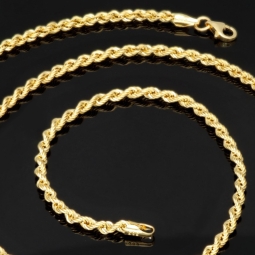 Kordelkette in edlem Design – ca. 65 cm Länge, 3 mm Breite, 585er Gold (14 Karat)