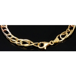 Exklusives Tricolor-Goldarmband aus 14K 585 Gold – Eleganz in Gelbgold, Roségold und Weißgold (ca. 19,5 cm, 7 mm)