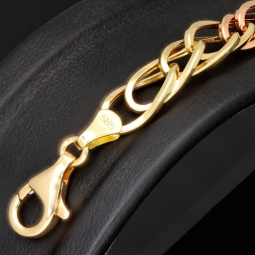 Exklusives Tricolor-Goldarmband aus 14K 585 Gold – Eleganz in Gelbgold, Roségold und Weißgold (ca. 19,5 cm, 7 mm)