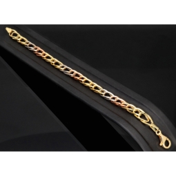 Exklusives Tricolor-Goldarmband aus 14K 585 Gold – Eleganz in Gelbgold, Roségold und Weißgold (ca. 19,5 cm, 7 mm)