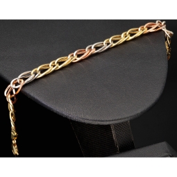 Exklusives Tricolor-Goldarmband aus 14K 585 Gold – Eleganz in Gelbgold, Roségold und Weißgold (ca. 19,5 cm, 7 mm)