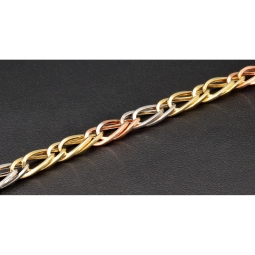 Exklusives Tricolor-Goldarmband aus 14K 585 Gold – Eleganz in Gelbgold, Roségold und Weißgold (ca. 19,5 cm, 7 mm)