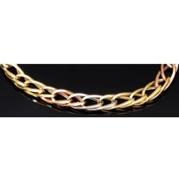 Exklusives Tricolor-Goldarmband aus 14K 585 Gold – Eleganz in Gelbgold, Roségold und Weißgold (ca. 19,5 cm, 7 mm)