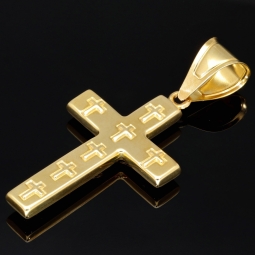 Jesus Christus Kreuzanhänger mit feinen Details und Verzierungen aus Gold 14k (585er) Gelbgold und Weißgold (Bicolor)