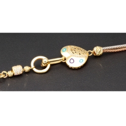 Designer Tricolor Armband mit Zirkoniabesatz aus funkelnden 585 14K Gold (Gelbgold, Weißgold und Rosegold) Längenverstellbar ca. 19,0 - 20,5 cm mit eingearbeitetem Herz