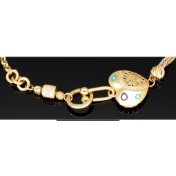 Designer Tricolor Armband mit Zirkoniabesatz aus funkelnden 585 14K Gold (Gelbgold, Weißgold und Rosegold) Längenverstellbar ca. 19,0 - 20,5 cm mit eingearbeitetem Herz