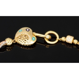 Designer Tricolor Armband mit Zirkoniabesatz aus funkelnden 585 14K Gold (Gelbgold, Weißgold und Rosegold) Längenverstellbar ca. 19,0 - 20,5 cm mit eingearbeitetem Herz
