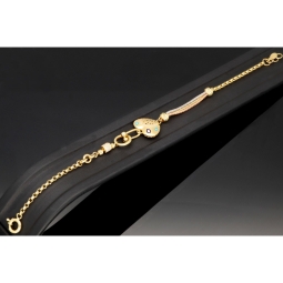 Designer Tricolor Armband mit Zirkoniabesatz aus funkelnden 585 14K Gold (Gelbgold, Weißgold und Rosegold) Längenverstellbar ca. 19,0 - 20,5 cm mit eingearbeitetem Herz