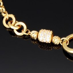 Designer Tricolor Armband mit Zirkoniabesatz aus funkelnden 585 14K Gold (Gelbgold, Weißgold und Rosegold) Längenverstellbar ca. 19,0 - 20,5 cm mit eingearbeitetem Herz
