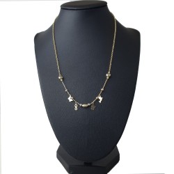 Glänzende Ankerkette mit fantasievollen Elementen aus hochwertigem 585 14k Gold mit Zirkoniabesatz (längenverstellbar von 45cm-ca. 47,5cm)