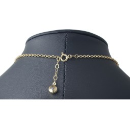 Glänzende Ankerkette mit fantasievollen Elementen aus hochwertigem 585 14k Gold mit Zirkoniabesatz (längenverstellbar von 45cm-ca. 47,5cm)