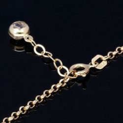 Glänzende Ankerkette mit fantasievollen Elementen aus hochwertigem 585 14k Gold mit Zirkoniabesatz (längenverstellbar von 45cm-ca. 47,5cm)