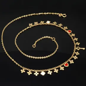 Sehr schöne Ankerkette aus edlem 14K 585er Gold (Gelbgold) mit dekorativen Elementen (verstellbar entweder ca. 42cm oder 45cm)