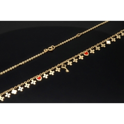 Sehr schöne Ankerkette aus edlem 14K 585er Gold (Gelbgold) mit dekorativen Elementen (verstellbar entweder ca. 42cm oder 45cm)