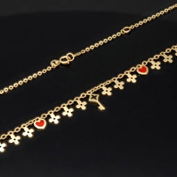 Sehr schöne Ankerkette aus edlem 14K 585er Gold (Gelbgold) mit dekorativen Elementen (verstellbar entweder ca. 42cm oder 45cm)