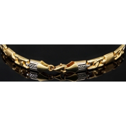 Armband aus edlem Bicolor 14K 585er Gold (Gelb- und Weißgold) - ca. 21 cm Länge und 6mm Breite- mit halb poliertem und halb mattiertem Design
