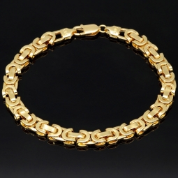 Fein gearbeitetes Königsarmband aus 14 Karat Gold (585), ca. 7 mm breit, 20 cm lang – modernes, flaches Gliederdesign (ca. 7,7g)