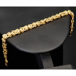 Fein gearbeitetes Königsarmband aus 14 Karat Gold (585), ca. 7 mm breit, 20 cm lang – modernes, flaches Gliederdesign (ca. 7,7g)