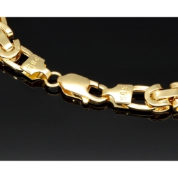 Fein gearbeitetes Königsarmband aus 14 Karat Gold (585), ca. 7 mm breit, 20 cm lang – modernes, flaches Gliederdesign (ca. 7,7g)