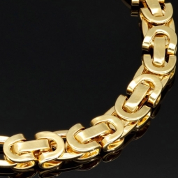 Fein gearbeitetes Königsarmband aus 14 Karat Gold (585), ca. 7 mm breit, 20 cm lang – modernes, flaches Gliederdesign (ca. 7,7g)