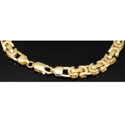 Fein gearbeitetes Königsarmband aus 14 Karat Gold (585), ca. 7 mm breit, 20 cm lang – modernes, flaches Gliederdesign (ca. 7,7g)