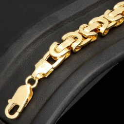 Fein gearbeitetes Königsarmband aus 14 Karat Gold (585), ca. 7 mm breit, 20 cm lang – modernes, flaches Gliederdesign (ca. 7,7g)