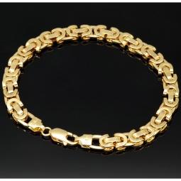 Fein gearbeitetes Königsarmband aus 14 Karat Gold (585), ca. 7 mm breit, 20 cm lang – modernes, flaches Gliederdesign (ca. 7,7g)