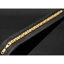 Fein gearbeitetes Königsarmband aus 14 Karat Gold (585), ca. 7 mm breit, 20 cm lang – modernes, flaches Gliederdesign (ca. 7,7g)