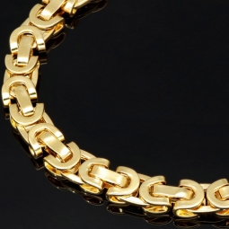 Fein gearbeitetes Königsarmband aus 14 Karat Gold (585), ca. 7 mm breit, 20 cm lang – modernes, flaches Gliederdesign (ca. 7,7g)