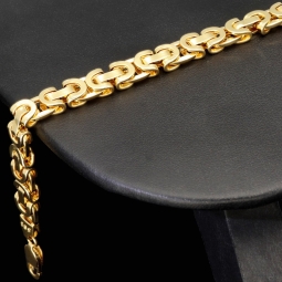 Fein gearbeitetes Königsarmband aus 14 Karat Gold (585), ca. 7 mm breit, 20 cm lang – modernes, flaches Gliederdesign (ca. 7,7g)