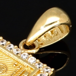100 Dollar Schein Anhänger mit feinen Details - Dollar Note aus edlem, massivem Gold besetzt mit funkelnden Zirkoniasteinen (14k / 585er Gelbgold)