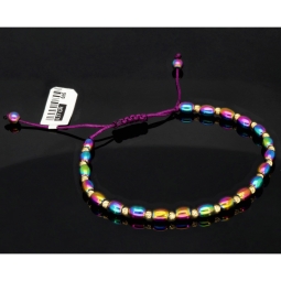 Trendiges Kugel-Zugarmband bestückt mit 20 edlen Goldperlen aus hochwertigem 585 14K und bunten schimmernden Flip-Flop-Beads - längenverstellbar von 17cm -25cm