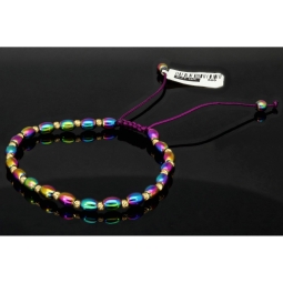 Trendiges Kugel-Zugarmband bestückt mit 20 edlen Goldperlen aus hochwertigem 585 14K und bunten schimmernden Flip-Flop-Beads - längenverstellbar von 17cm -25cm