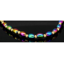 Trendiges Kugel-Zugarmband bestückt mit 20 edlen Goldperlen aus hochwertigem 585 14K und bunten schimmernden Flip-Flop-Beads - längenverstellbar von 17cm -25cm